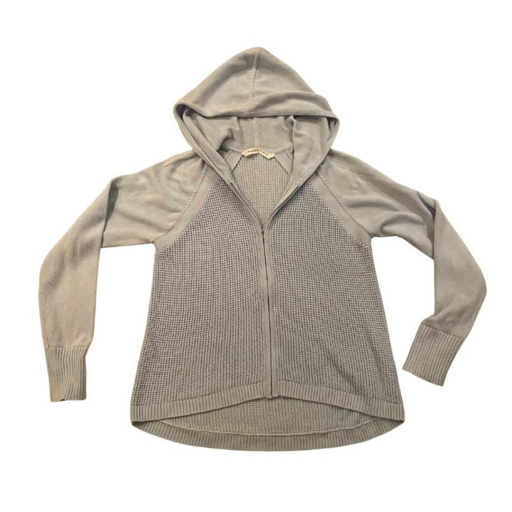 Athleta | XL Light Blue Knit Sweater Hoodie | Zip Front | Cotton Blend